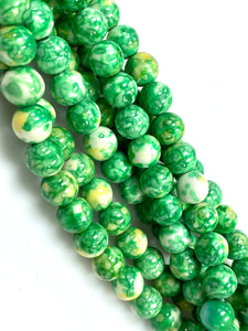 Natural Green Rain Jasper Beads / Faceted Round Shape Beads / Healing Energy Stone Beads / 8mm 2 Strand Gemstone Beads