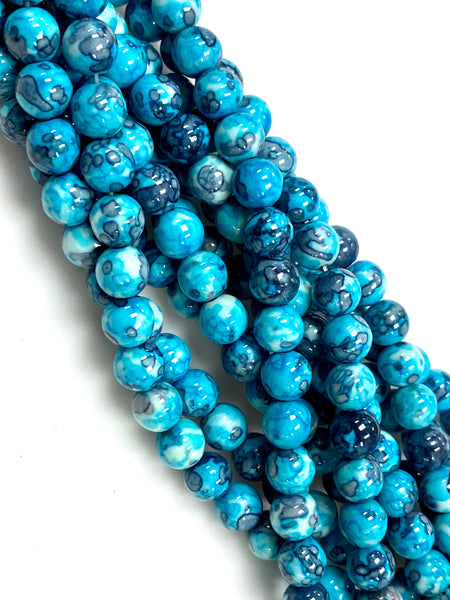 Natural Blue RAin Jasper Beads / Faceted Round Shape Beads / Healing Energy Stone Beads / 8mm 2 Strand Gemstone Beads