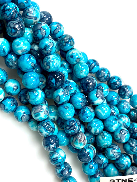Natural Blue RAin Jasper Beads / Faceted Round Shape Beads / Healing Energy Stone Beads / 8mm 2 Strand Gemstone Beads