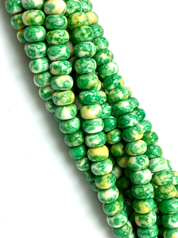 Natural Green Rain Jasper Beads / Faceted Rondelle Shape Beads / Healing Energy Stone Beads / 8mm 2 Strand Gemstone Beads