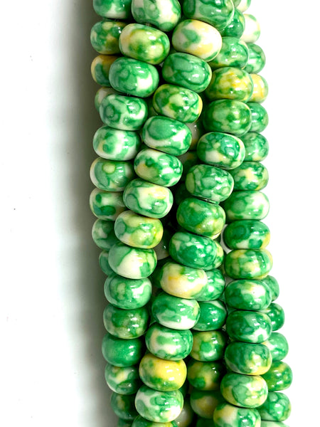 Natural Green Rain Jasper Beads / Faceted Rondelle Shape Beads / Healing Energy Stone Beads / 8mm 2 Strand Gemstone Beads