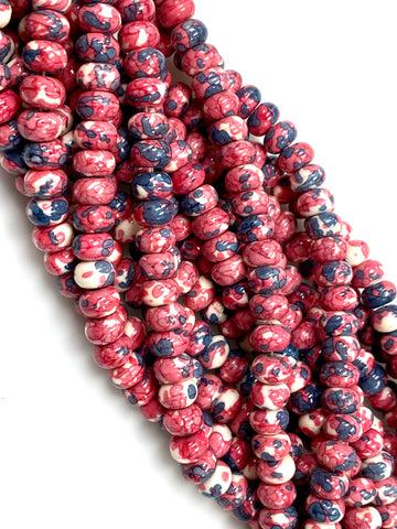 Natural Rain Jasper Beads / Faceted Rondelle Shape Beads / Healing Energy Stone Beads / 8mm 2 Strand Gemstone Beads