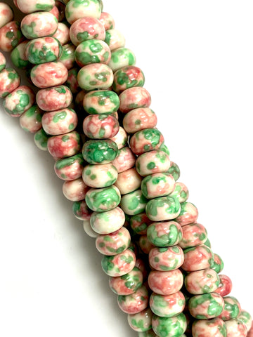 Natural Rain Jasper Beads / Faceted Rondelle Shape Beads / Healing Energy Stone Beads / 8mm 2 Strand Gemstone Beads