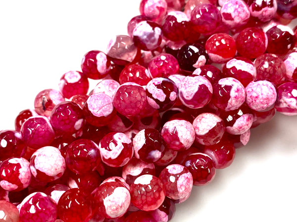 Natural Stripe Red Agate Beads / Faceted Round Shape Beads / Healing Energy Stone Beads / 8mm 2 Strand Gemstone Beads