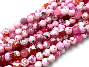 Natural Pink Agate Beads / Faceted Round Shape Beads / Healing Energy Stone Beads / 8mm 2 Strand Gemstone Beads