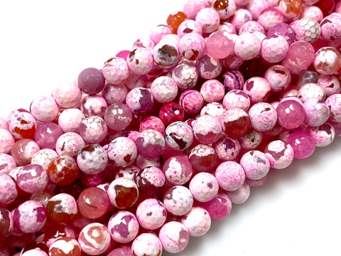 Natural Pink Agate Beads / Faceted Round Shape Beads / Healing Energy Stone Beads / 8mm 2 Strand Gemstone Beads