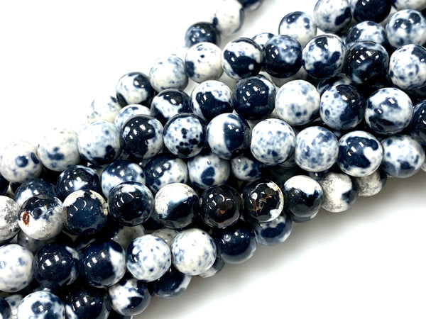 Natural Black Rain Jasper Beads / Faceted Round Shape Beads / Healing Energy Stone Beads / 8mm 2 Strand Gemstone Beads