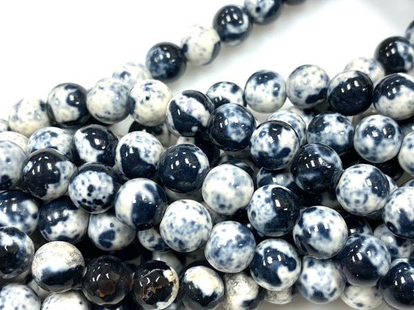 Natural Black Rain Jasper Beads / Faceted Round Shape Beads / Healing Energy Stone Beads / 8mm 2 Strand Gemstone Beads