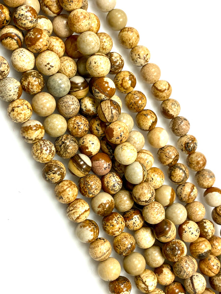 Natural Picture Jasper Beads / Faceted Round Shape Beads / Healing Energy Stone Beads / 8mm 2 Strand Gemstone Beads