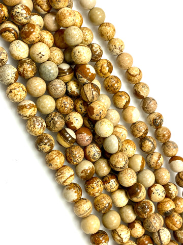 Natural Picture Jasper Beads / Faceted Round Shape Beads / Healing Energy Stone Beads / 8mm 2 Strand Gemstone Beads