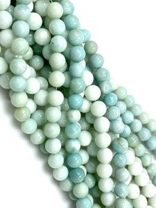 Natural Amazonite Beads / Faceted Round Shape Beads / Healing Energy Stone Beads / 8mm 2 Strand Gemstone Beads