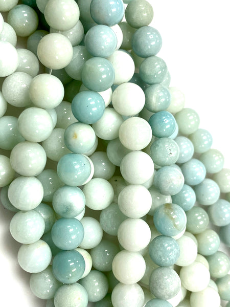 Natural Amazonite Beads / Faceted Round Shape Beads / Healing Energy Stone Beads / 8mm 2 Strand Gemstone Beads