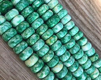 Natural Light Green Rain Jasper Beads, Rain Jasper 8 mm and 10 mm Roundelle Beads