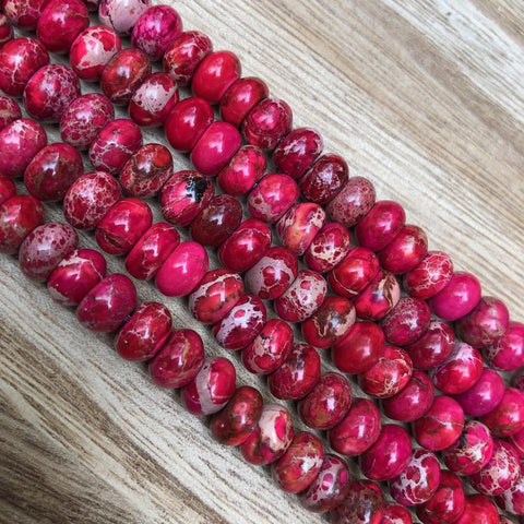 Natural Red Imperial Jasper Beads, Jasper Faceted 8 mm Roundelle Shape Beads