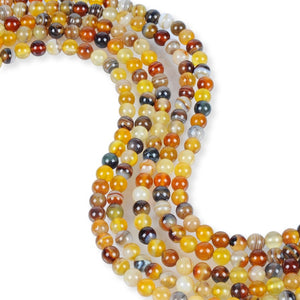 Natural Multi-Color Honey Agate Beads, Round Shape Beads, 6 mm Smooth Beads