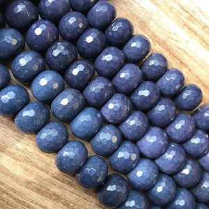Natural Sapphire Jade Beads, Sapphire Jade Smooth 12x18 mm Roundelle Shape Faceted Beads