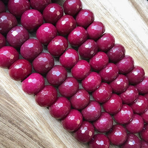 Natural Ruby Jade Smooth Beads, Ruby Jade Roundelle Shape 12x18 mm Faceted Beads