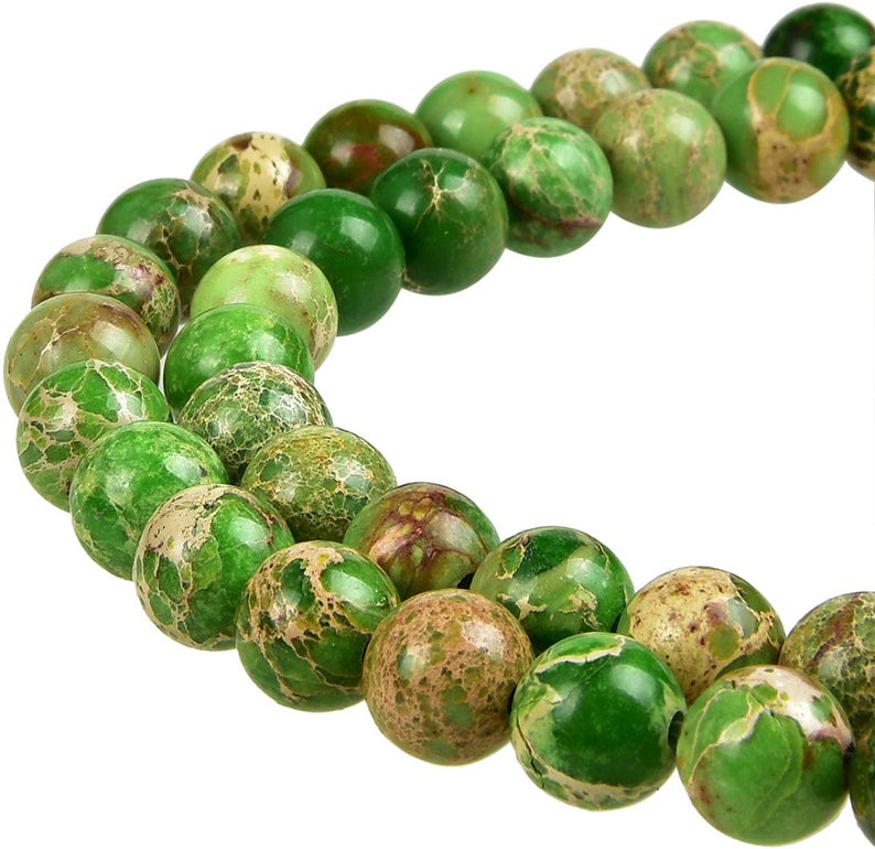 Natural Green Imperial Jasper Beads, Round Shape Beads,  8 mm Smooth Beads