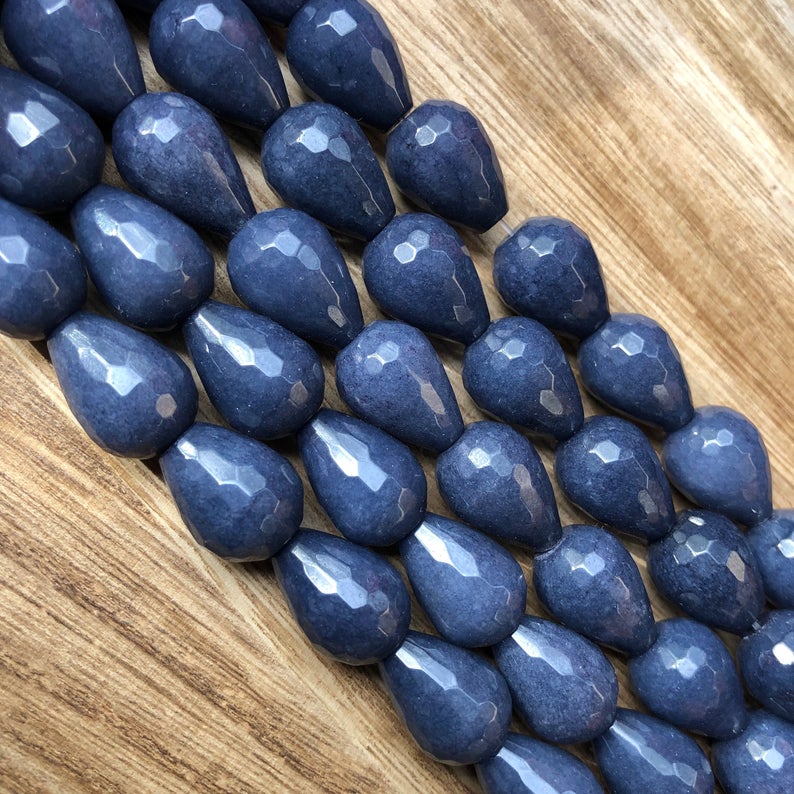 Natural Sapphire Jade Beads, Sapphire Jade Drops Shape 12x16 mm Faceted Beads