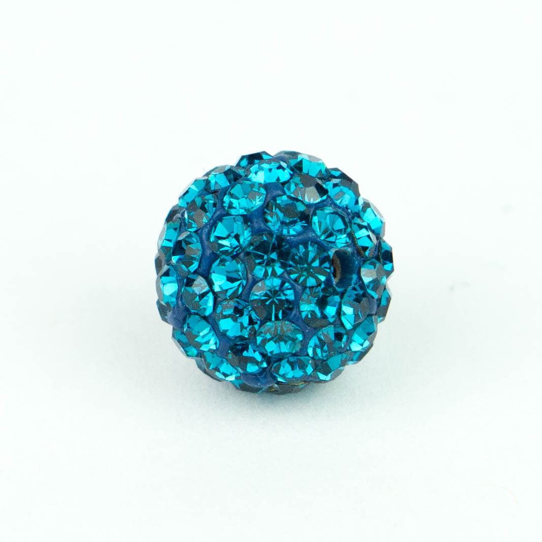 Crystal Pave Beads 10 mm Blue Zircon