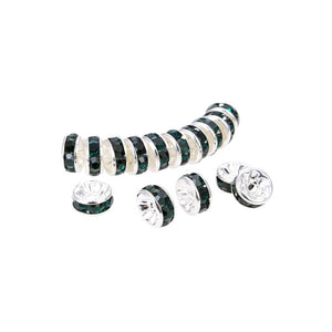 Silver Plated Emerald Crystal Spacer Beads, Roundelle Shape Spacer Beads