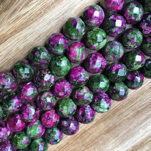 Ruby Zoisite Faceted Beads, Ruby Zoisite 10 mm Round Shape Beads