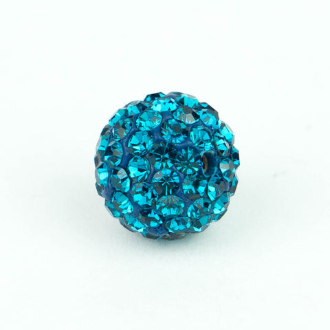 Crystal Pave Beads 12 mm Blue Zircon