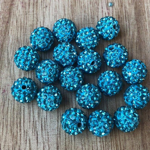 Rhinestone Pave Ball Beads, Rhinestone Clay Disco beads 10mm 50 Beads