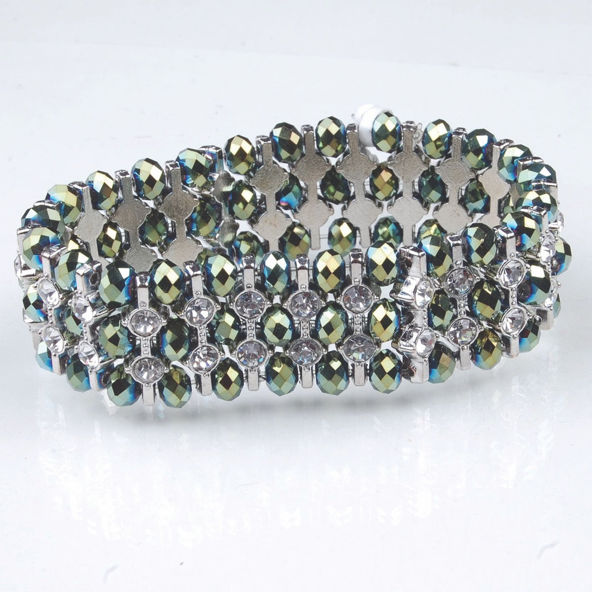 BRAC-241: 3 Row Spotted Crystal Bracelet