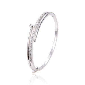 Silver Plated CZ Cubic Zirconia Bracelet, Zircon Stone Nail Bracelet, CZ Jewelry