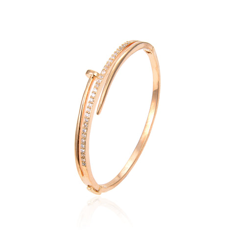 Gold Plated CZ Cubic Zirconia Bracelet, Zircon Stone Nail Bracelet