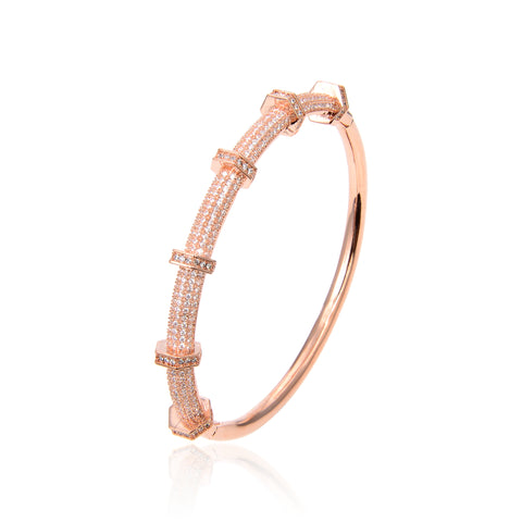 Rose Gold Plated CZ Cubic Zirconia Bracelet, Zircon Stone Rose Gold Bracelet