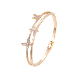 Rose Gold CZ Cubic Zirconia Bracelet, Rose Gold Butterfly Shape Zircon Stone Bracelet
