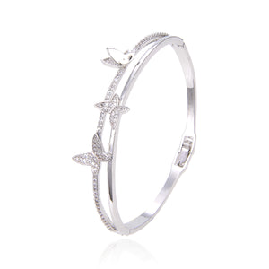 Silver Plated CZ Cubic Zirconia Bracelet, Butterfly Shape Zircon Stone Bracelet