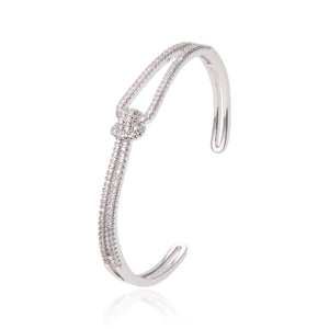 Silver Plated CZ Cubic Zirconia Bracelet, Zircon Adjustable Bracelet