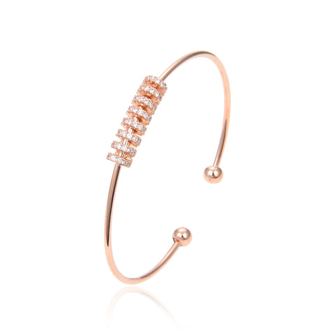 Rose Gold Plated CZ Cubic Zirconia Bangle Bracelet, Rose Gold Zircon Bangle Bracelet