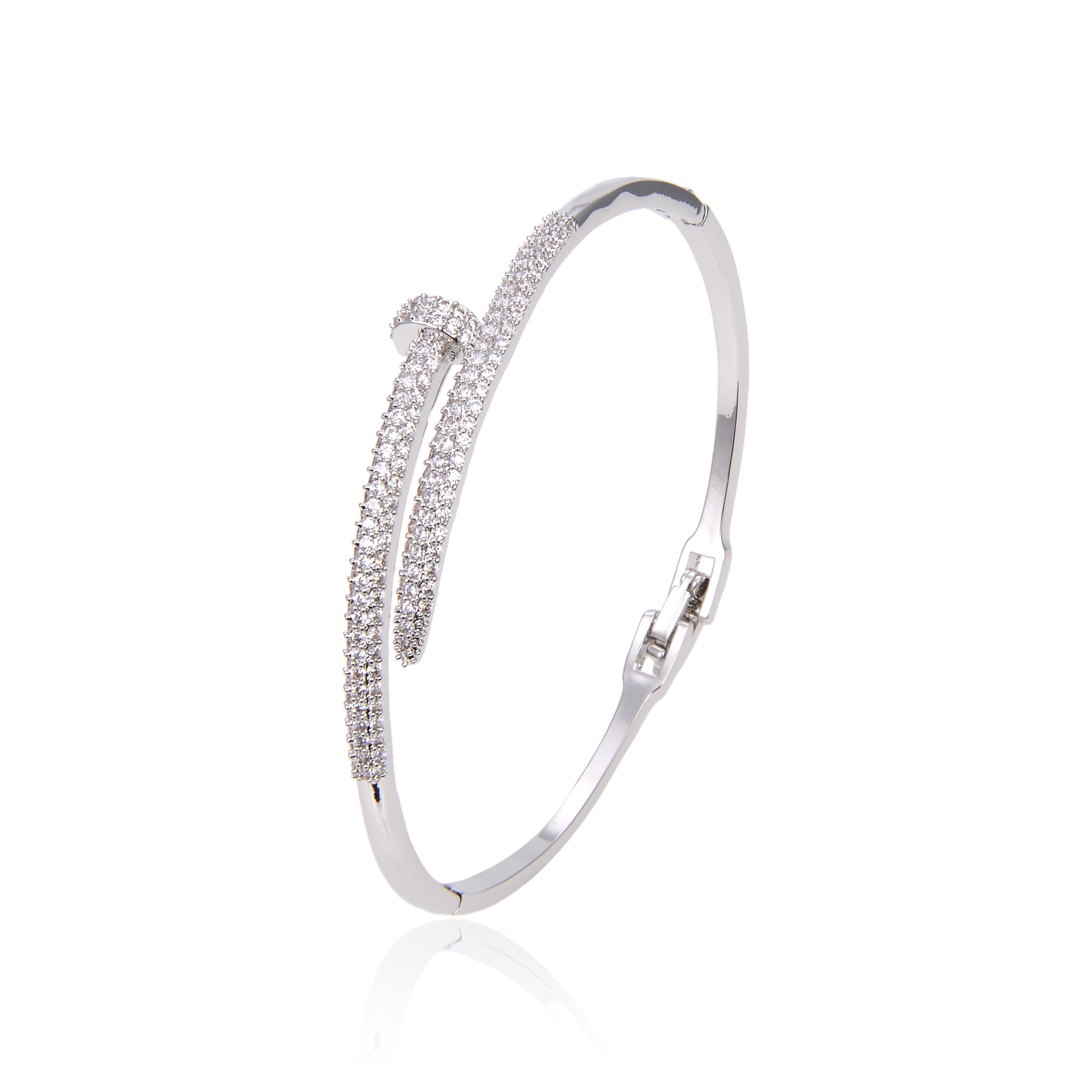 Silver Plated CZ Cubic Zirconia Bracelet, Adjustable CZ Bracelet