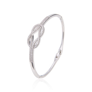 Silver Plated Cubic Zirconia Bracelet Bangle, CZ Adjustable Bangle Bracelet