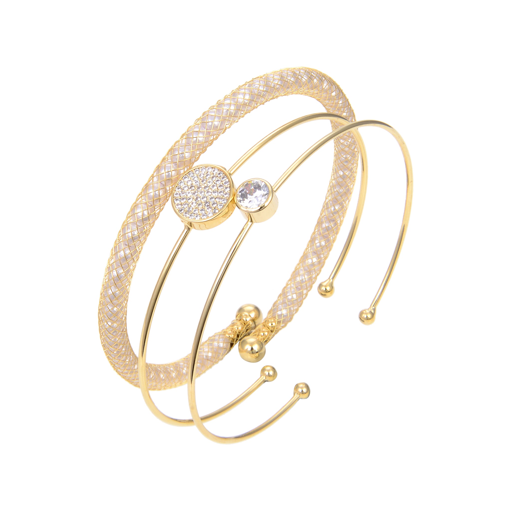 Gold Plated CZ Cubic Zirconia Bangle Bracelet, CZ Gold Plated Bangle Bracelet