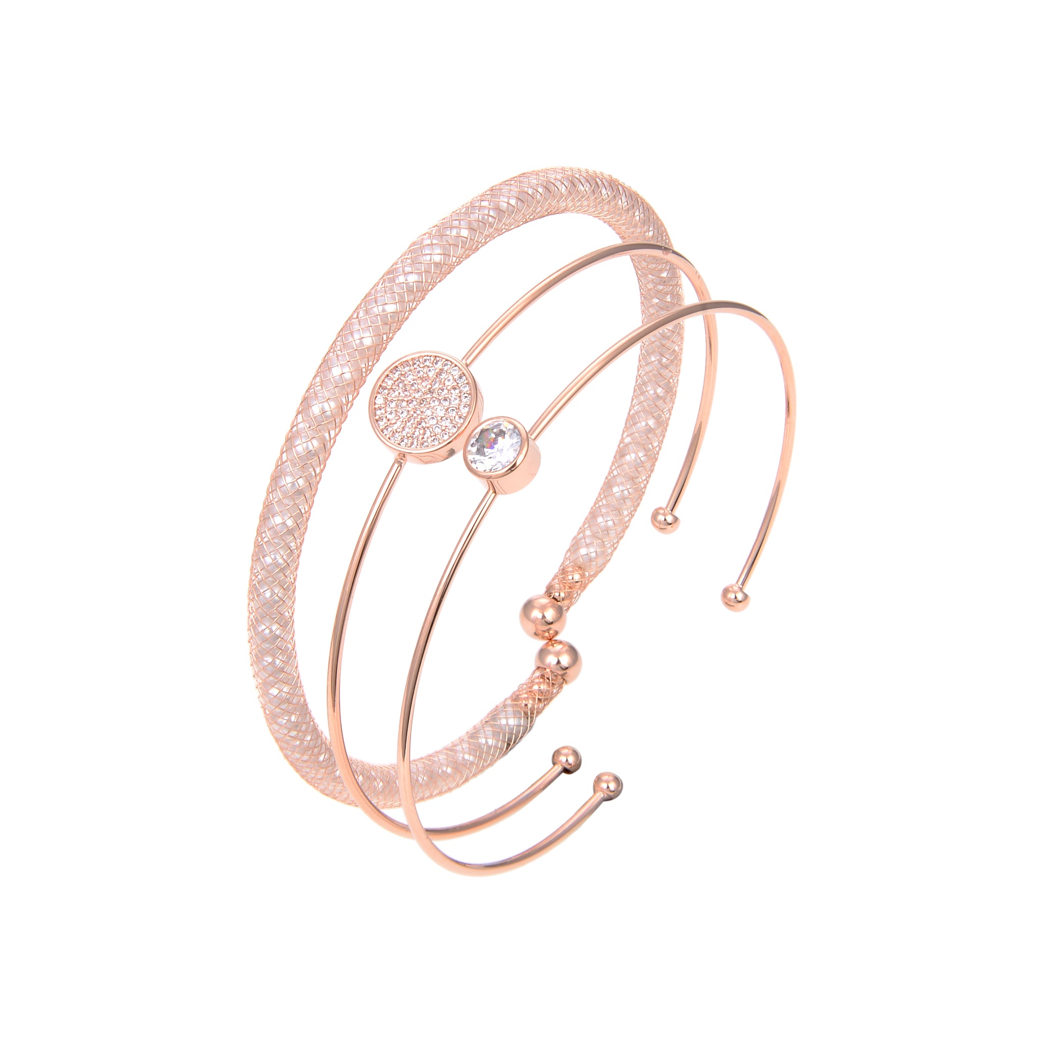 Rose Gold Plated CZ Cubic Zirconia Bangle Bracelet, Rose Gold Bangle Bracelet