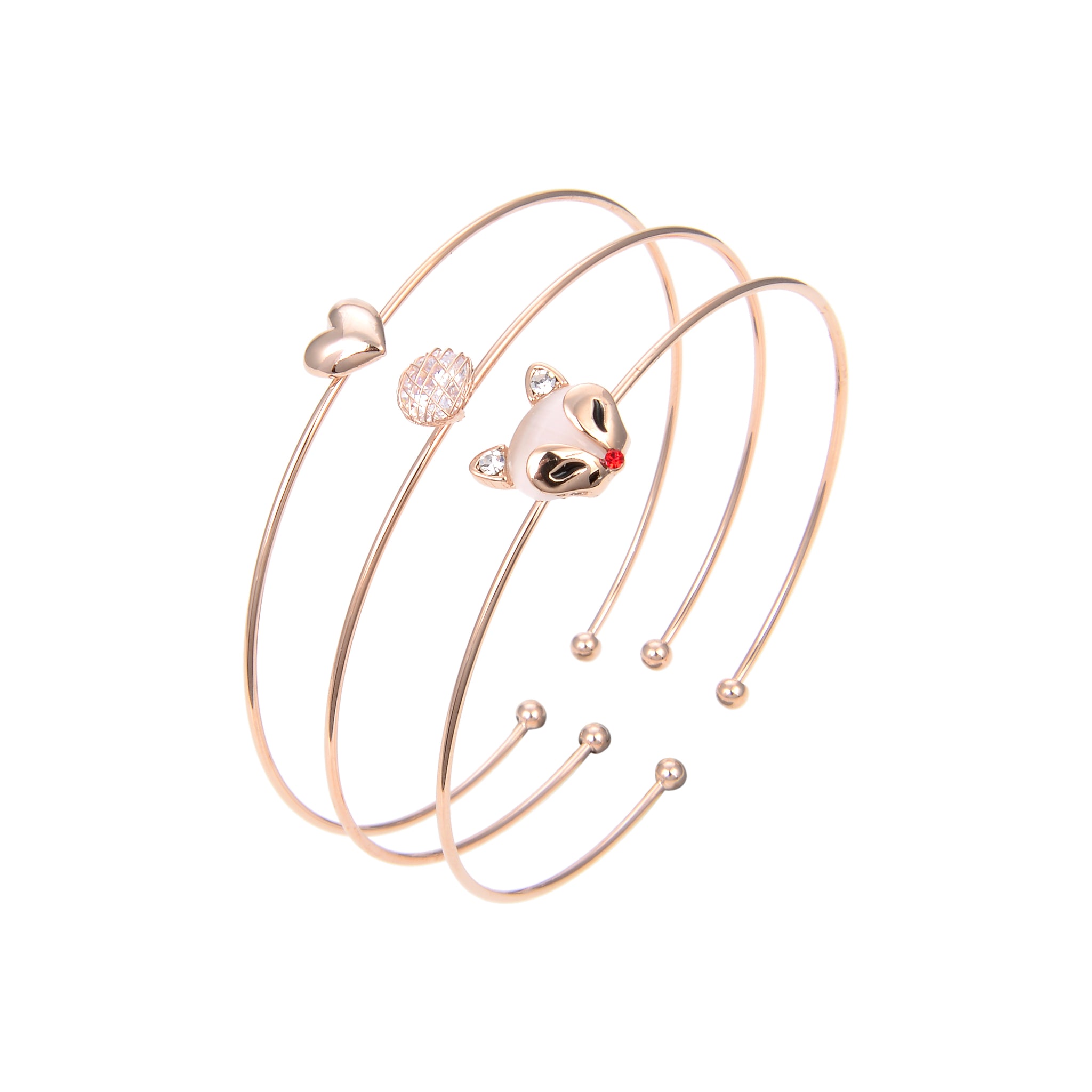 Rose Gold Plated Cubic Zirconia Bangle Bracelet, Rose Gold Plated CZ Bangle Bracelet
