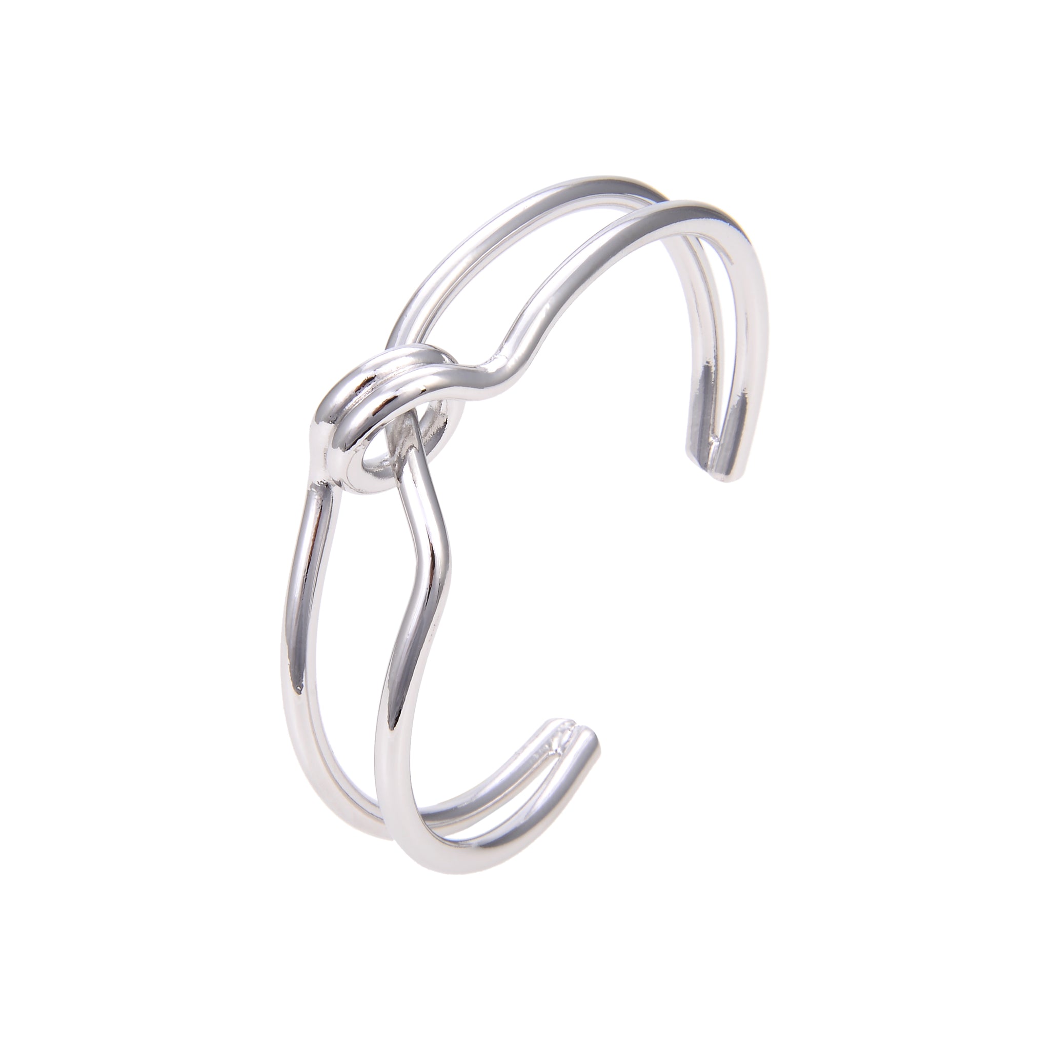 Silver Plated Bangle Bracelet, Geomatric Adjustable Silver Plated Bangle Bracelet