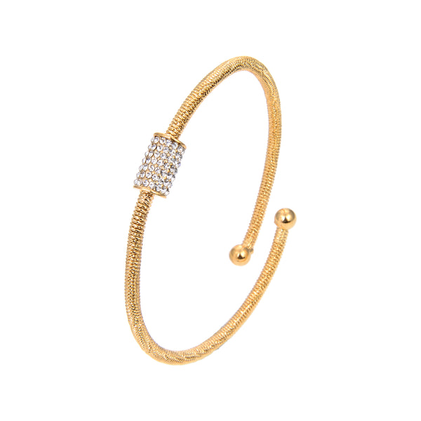 Gold Plated CZ Cubic Zirconia Bangle Bracelet, Gold Plated Adjustable CZ Bracelet