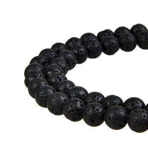 Natural Black Lava Gemstone Beads Round