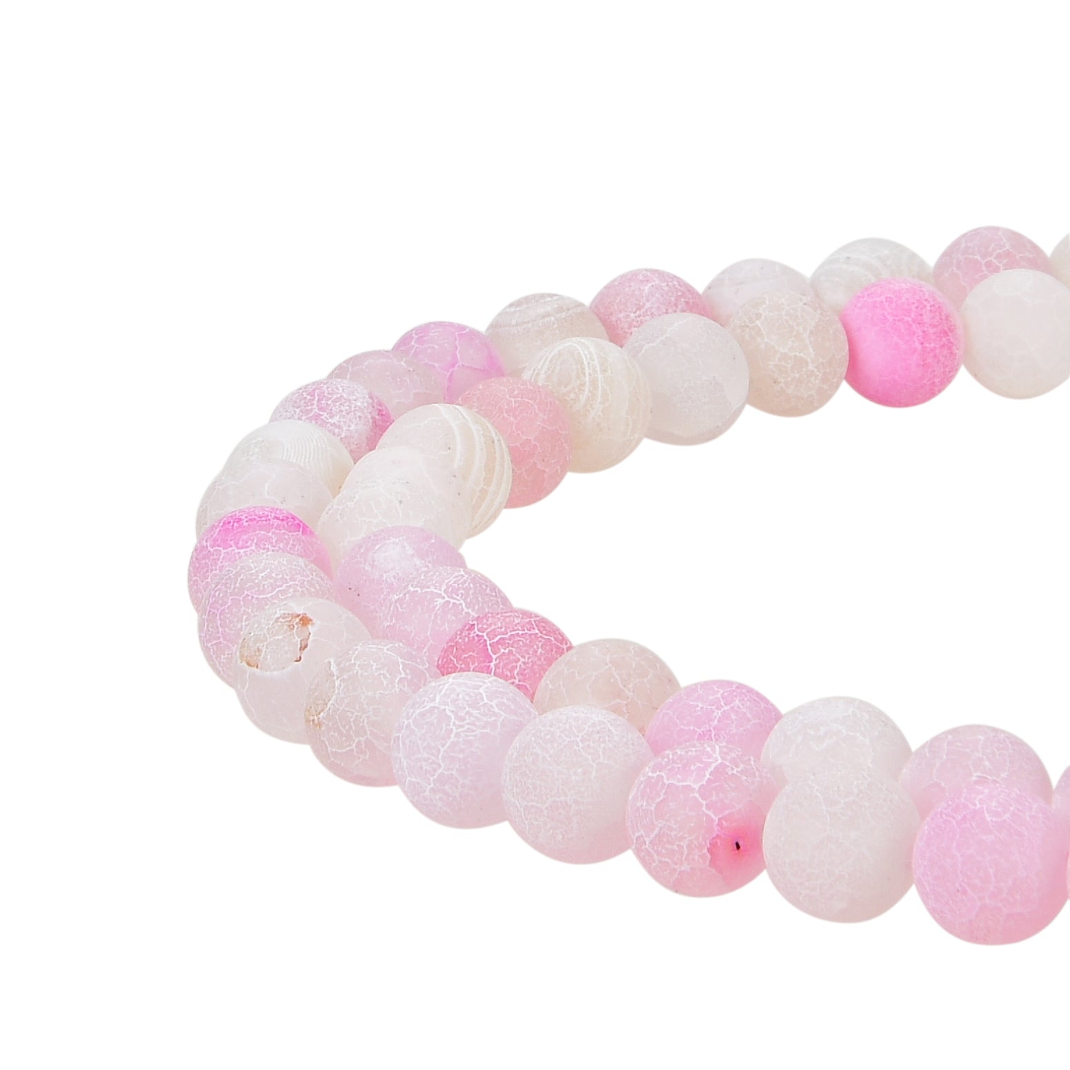 Pink Frosted Matte Agate Gemstone Beads Round