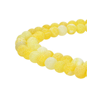 Yellow Frosted Agate Gemstone Beads Round