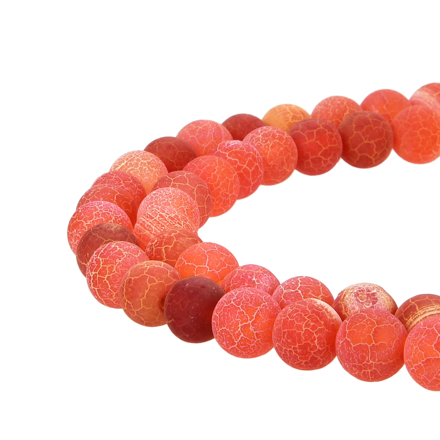 Orange Frosted Matte Agate Gemstone Beads Round
