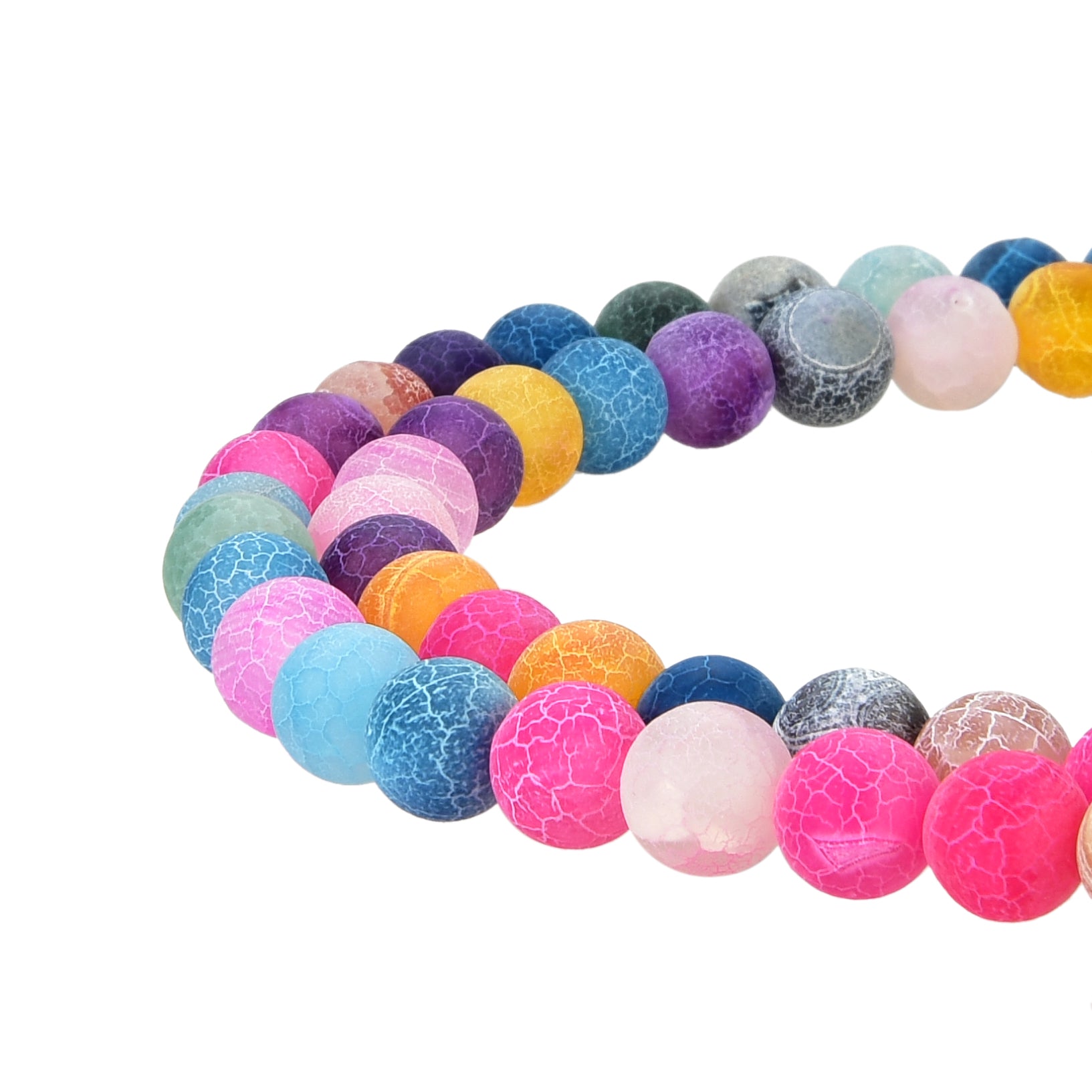 Multi Color Frosted Matte Agate Gemstone Beads Round