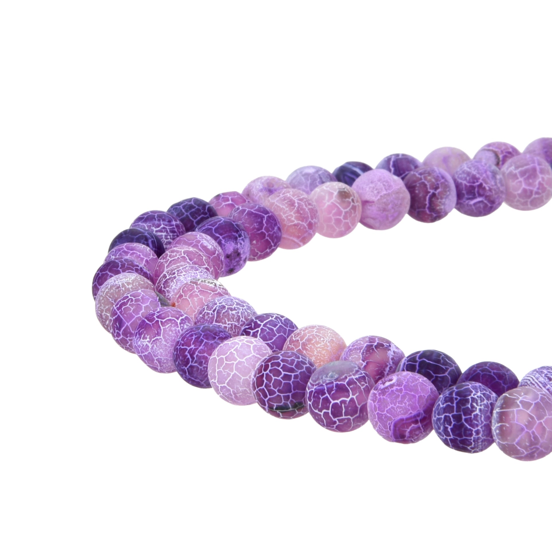 Purple Frosted Matte Agate Gemstone Beads Round