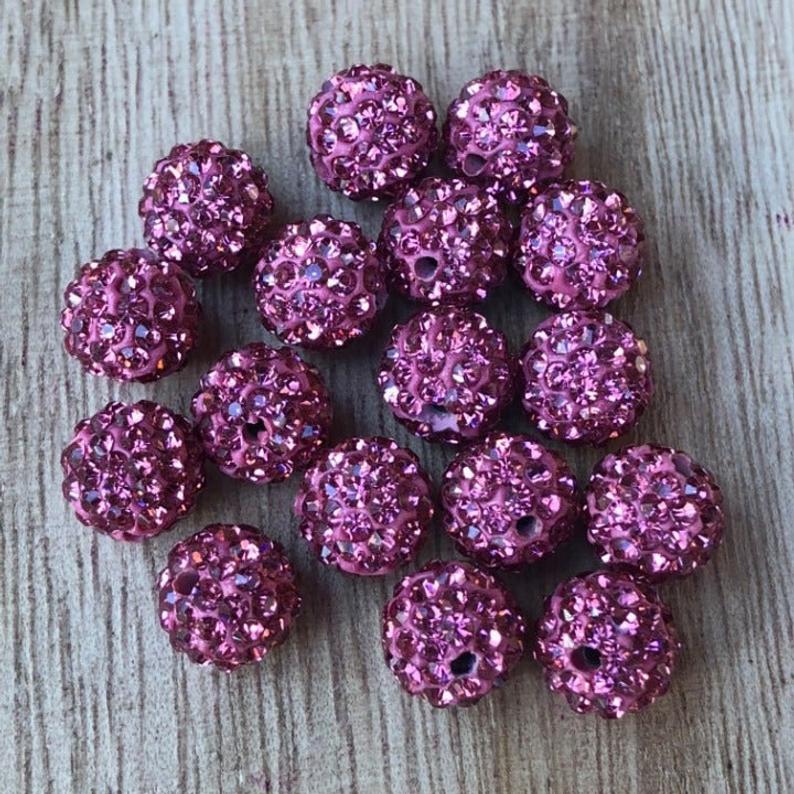 Rhinestone Pave Ball Beads, Rhinestone Clay Disco beads 10mm 50 Beads